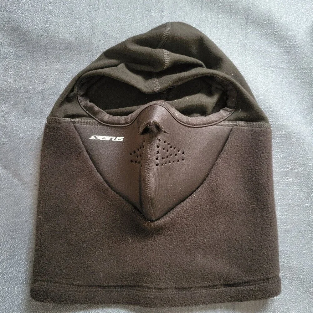 SEIRUS BLACK FLEECE NEOPRENE BALACLAVA HAT FACE MASK MEN WOMEN SZ LARGE XL L/XL